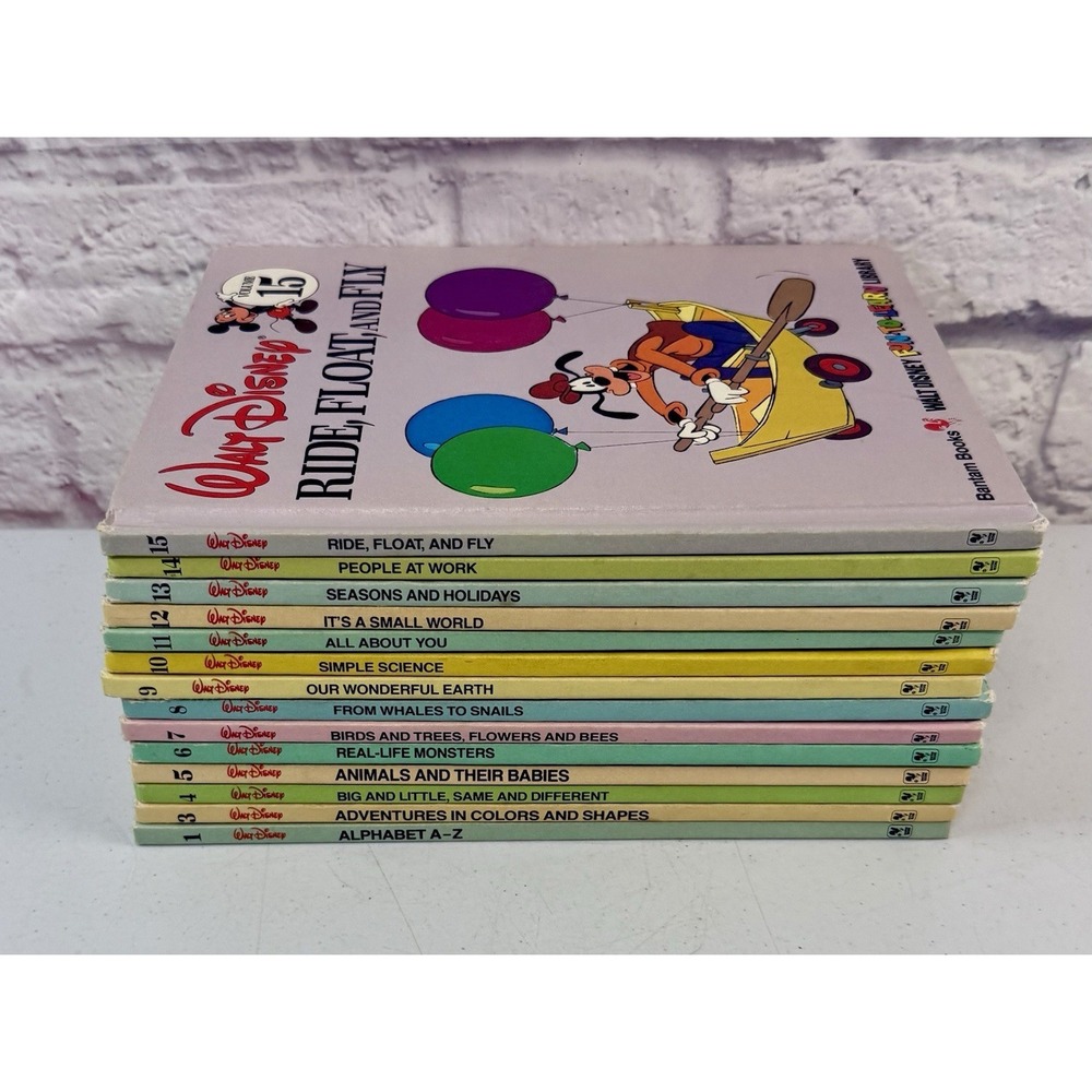 Vintage 1983 Disney Fun To Learn Books Hardcover Lot Of 14 Beginner 1-15
